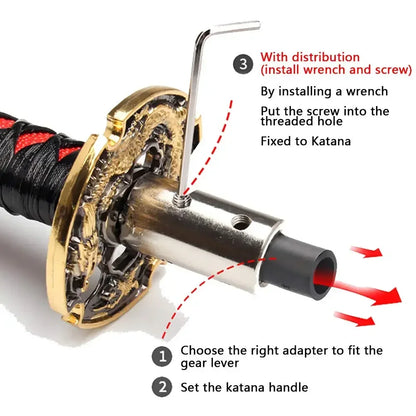 Universal Car Gear Shift Knob Katana Samurai Sword Shift Knob Aluminum Shifter Lever With Adapters Gear Shift Knob 10/15/26cm