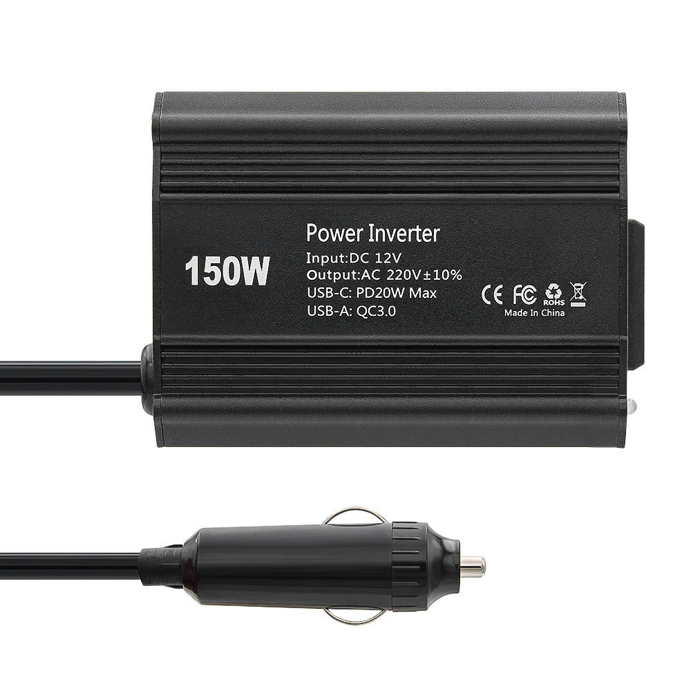 300W 150W Car Inverter Converter DC12V to AC 220V Voltage Transfer Converter Charging Adapter EU Socket Fast Charging PD65W USB