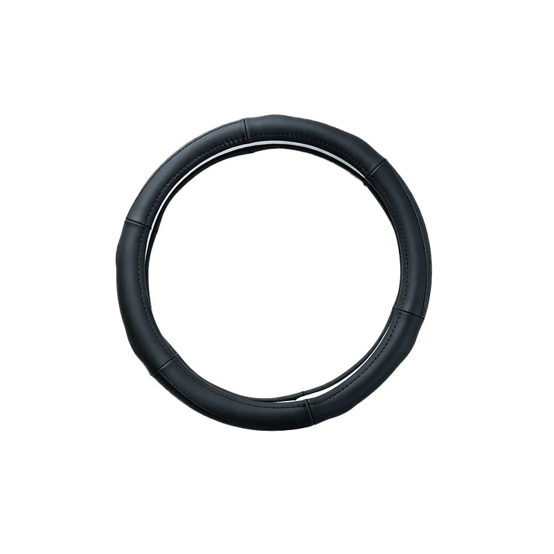 Car Steering Wheel Cover – Black Stitching, 38cm Round Outer Diameter, Anti-Slip & Wear-Resistant, Comfortable Grip