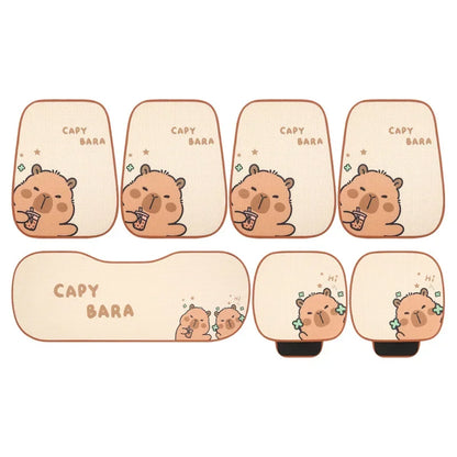 Universal Car Seat Covers Cute Capybara Design Comfortable Breathable Mesh Fabric Four Leaf Clover Pattern for All Seasons