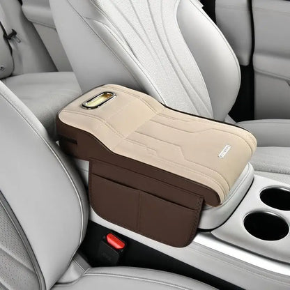 ✔Car Armrest Cushion with Tissue Box & Storage Pocket - Memory Foam Arm Rest Pad for Universal Vehicle Center Console