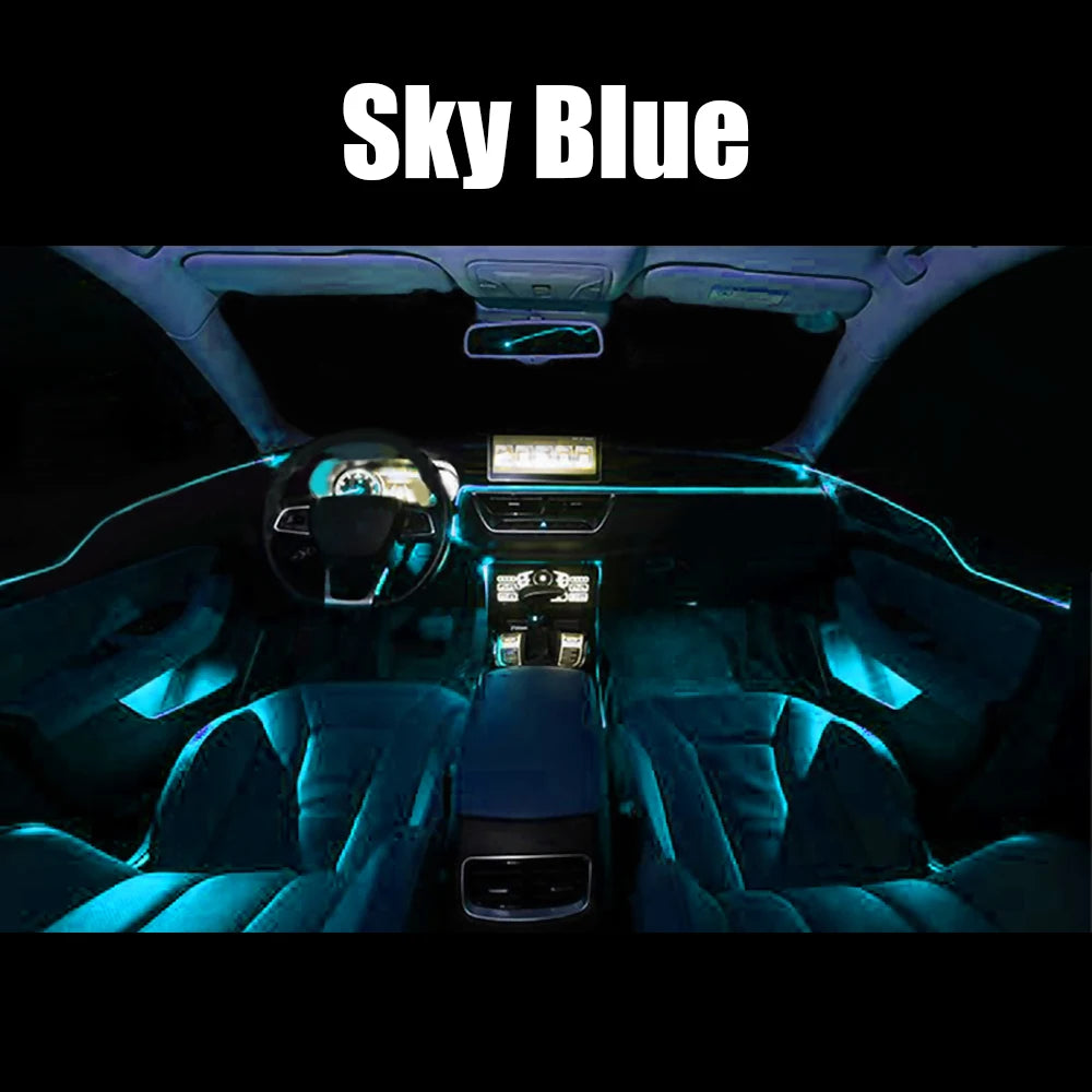 12V 6m LED Strips RGB Car Interior Light Ambient Lamp Decorative Fiber Optic 5 Lens Smart Control Caravan Automotive Accessories