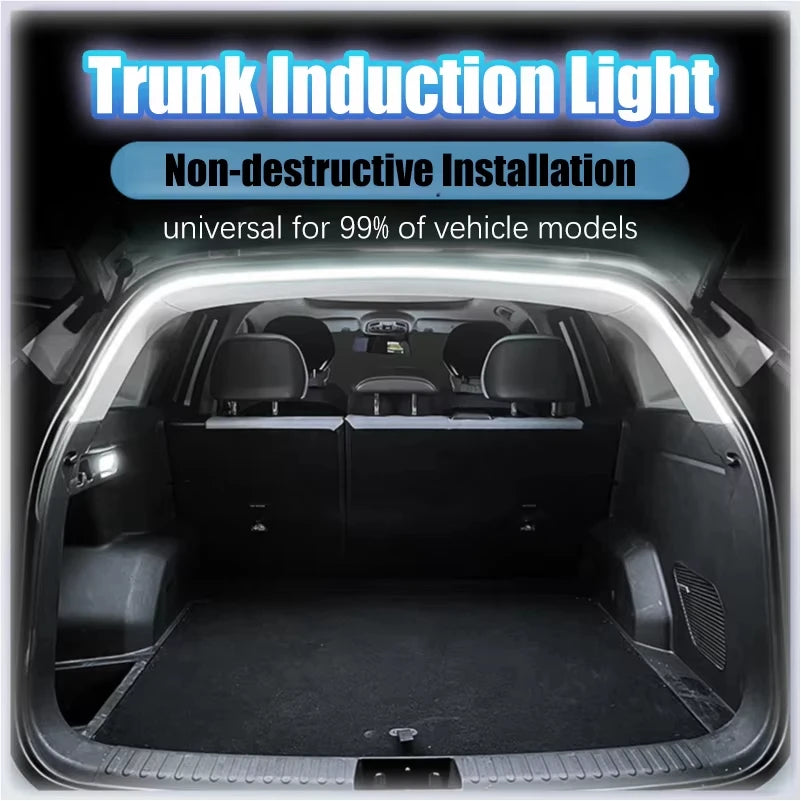 Car Trunk LED Light Strip 400cm/200cm Flexible Interior Ambient Lighting for SUV/MPV Automatic On/Off Hidden Installation