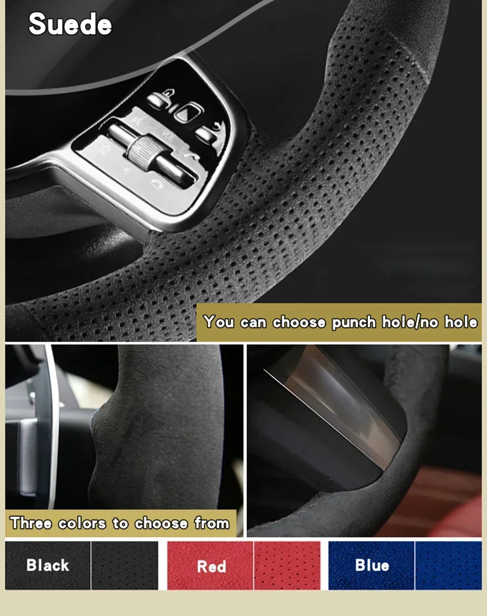 Car Steering Wheel Cover Suede Leather Steering Wrap Cover For Audi A2 8Z A3 8L Sportback A4 B6 Avant A6 C5 A8 D2 TT 8N S3