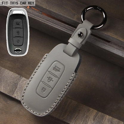 Leather Car Key Case Cover for Nissan Juke 2023 X-trail T33 Qasqhai J12 2022 Ariya Altima Teana2 3 4 5 Buttons