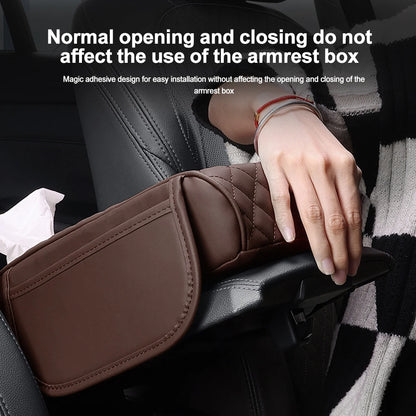 Car Armrest Pad Universal Center Console Elbow Rest Support with Tissue Storage Auto Arm Rest Mat Protection Cushion