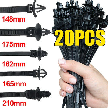 Nylon Push Clip Zip Tie Fastener Universal Car Bumper Fender Retainer Self Locking Nylon Strap Body Trim Repair Accessories