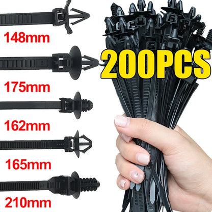 Nylon Push Clip Zip Tie Fastener Universal Car Bumper Fender Retainer Self Locking Nylon Strap Body Trim Repair Accessories