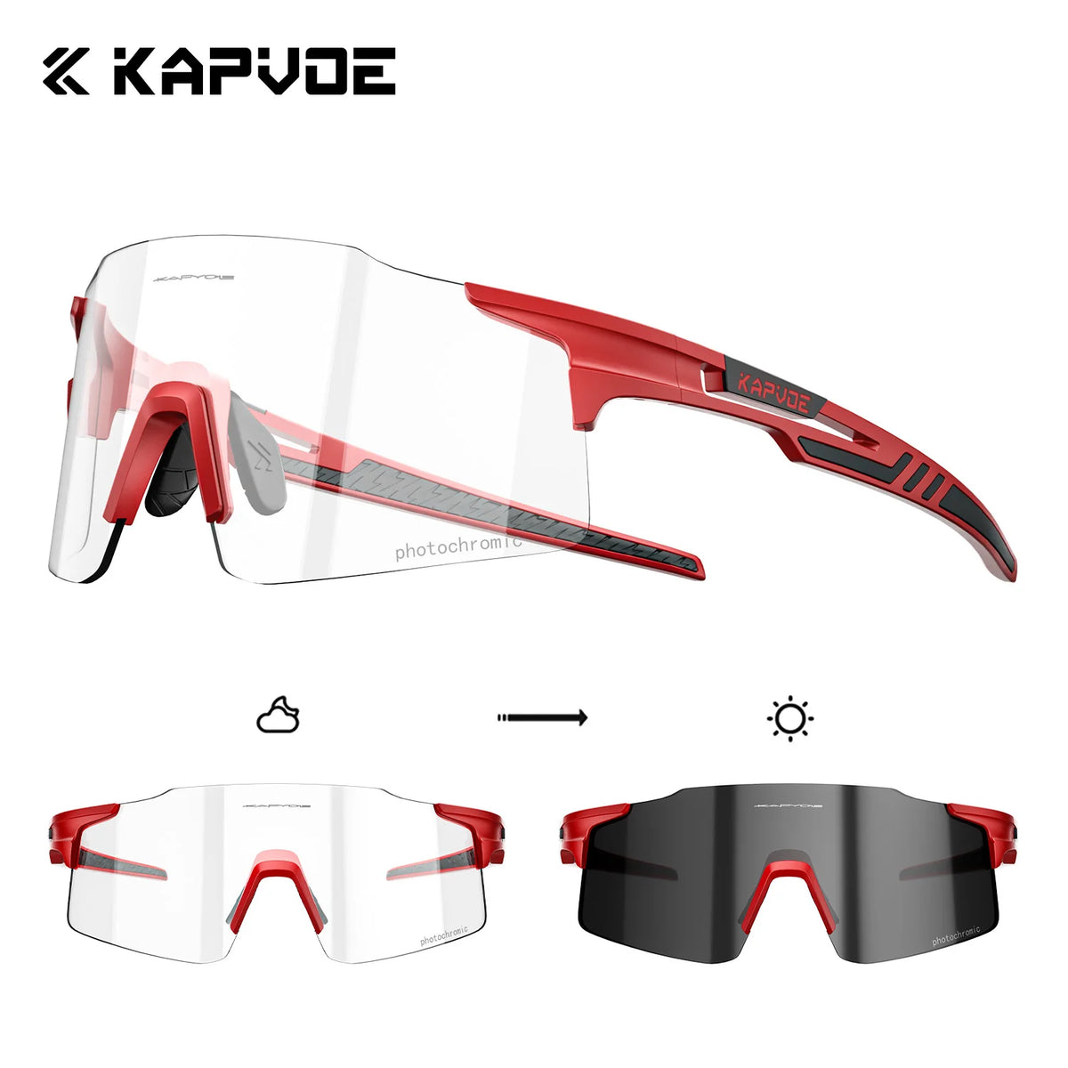 Kapvoe 2026 Photochromic Cycling Sunglasses Rimless Men Running Outdoor Sports Bike Glasses MTB Glasses Eyewear Bicycle Goggles