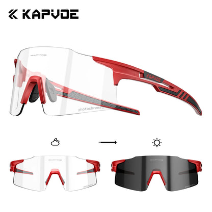 Kapvoe 2026 Photochromic Cycling Sunglasses Rimless Men Running Outdoor Sports Bike Glasses MTB Glasses Eyewear Bicycle Goggles