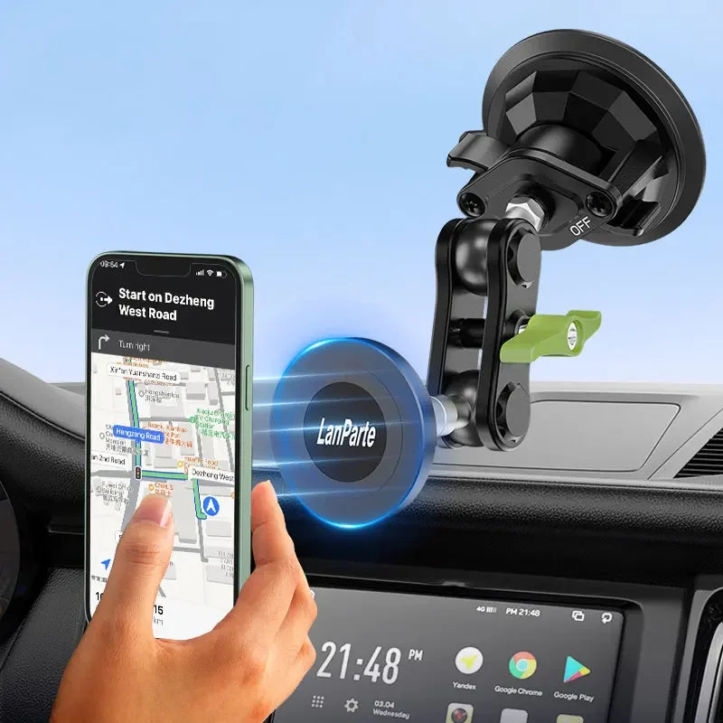 Car Phone Holder Magnetic Mount Strong Sticky Adhesive Suction Cup Dashboard 360 Rotating Anti-Shake for Iphone 16 15 14 13