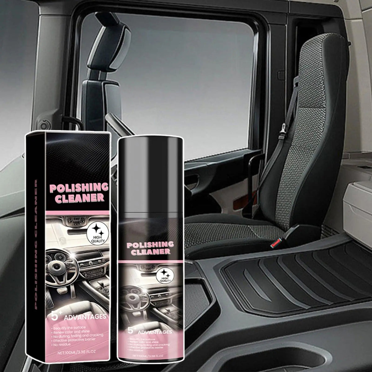 Car Interior Polish & Cleaner Spray 100ml All-Purpose Detailer for Dashboard Leather Plastic Restores Shine & Protects Care Kit