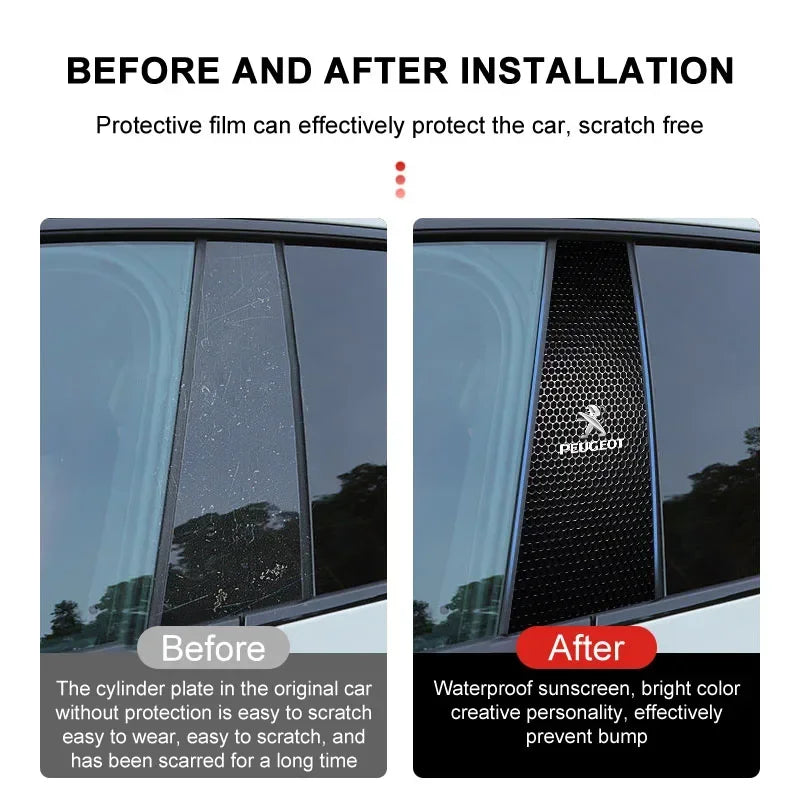 Car Emblem Center Pillar Sticker Auto Door Decorative Stickers For Peugeot 308 408 508 RCZ 208 3008 2008 206 207 307 Car Gadgets