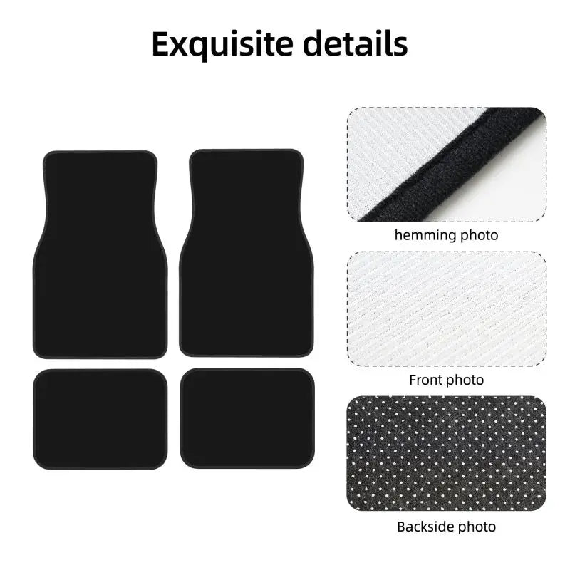 Black Solid Color Car Floor Mats Universal Non-Slip Carpets Rugs Front & Rear Car Foot Mats Set of 4 Pieces Auto Accessories