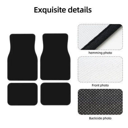 Black Solid Color Car Floor Mats Universal Non-Slip Carpets Rugs Front & Rear Car Foot Mats Set of 4 Pieces Auto Accessories