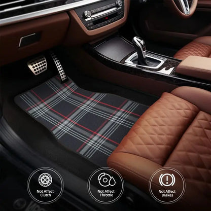 GTI Tartan Car Floor Mats Universal Non-Slip Carpets Rugs Front & Rear Car Foot Mats Set of 4 Pieces Auto Accessories Decoration