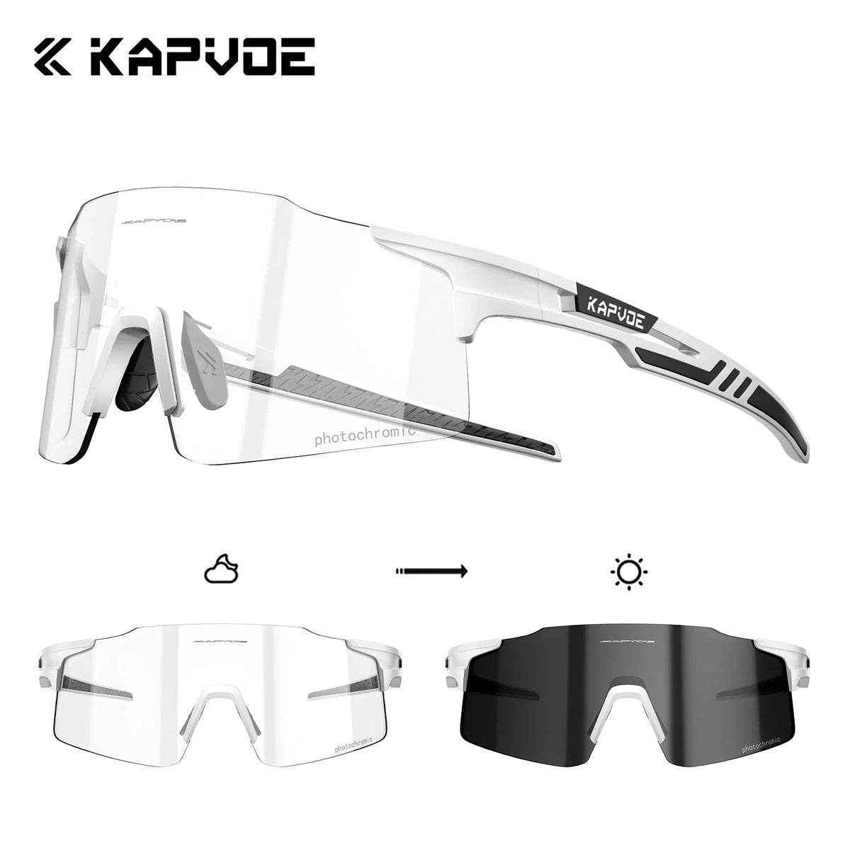 Kapvoe 2026 Photochromic Cycling Sunglasses Rimless Men Running Outdoor Sports Bike Glasses MTB Glasses Eyewear Bicycle Goggles