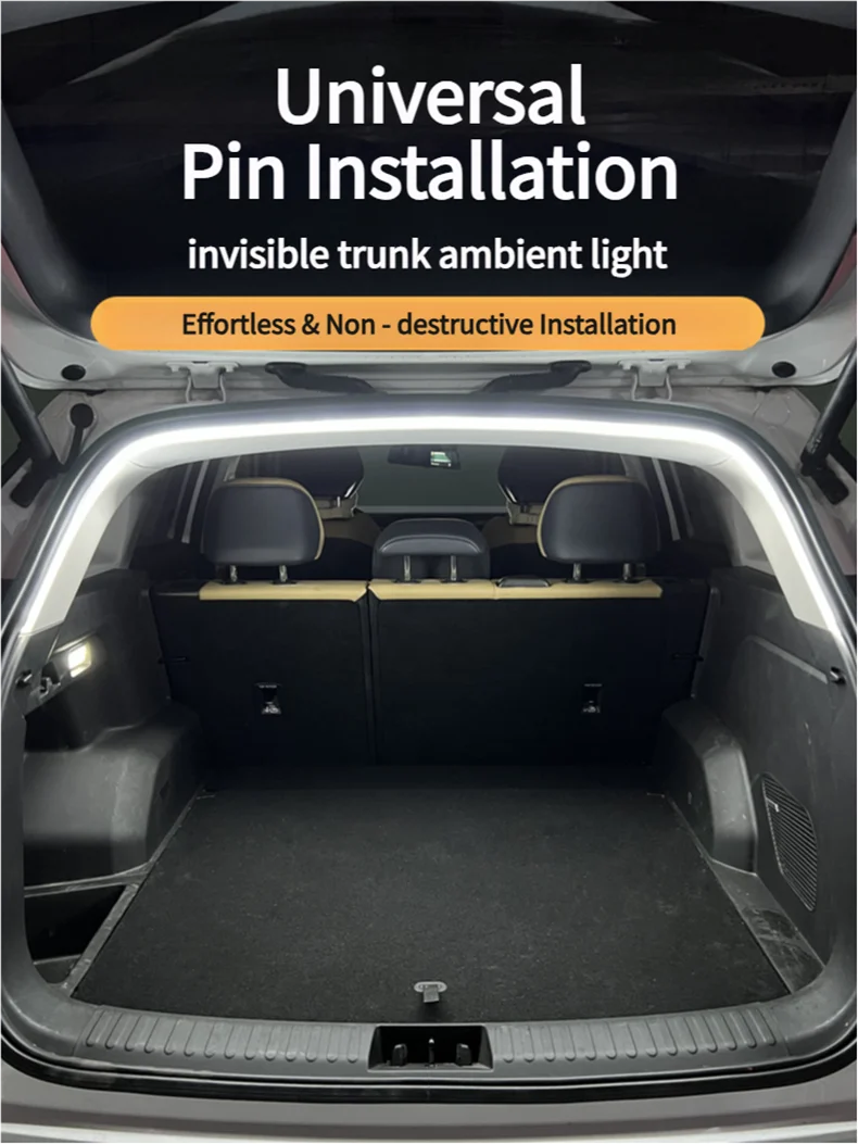 Car Trunk LED Light Strip 400cm/200cm Flexible Interior Ambient Lighting for SUV/MPV Automatic On/Off Hidden Installation