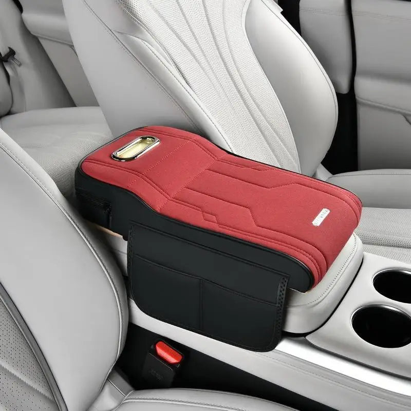 ✔Car Armrest Cushion with Tissue Box & Storage Pocket - Memory Foam Arm Rest Pad for Universal Vehicle Center Console