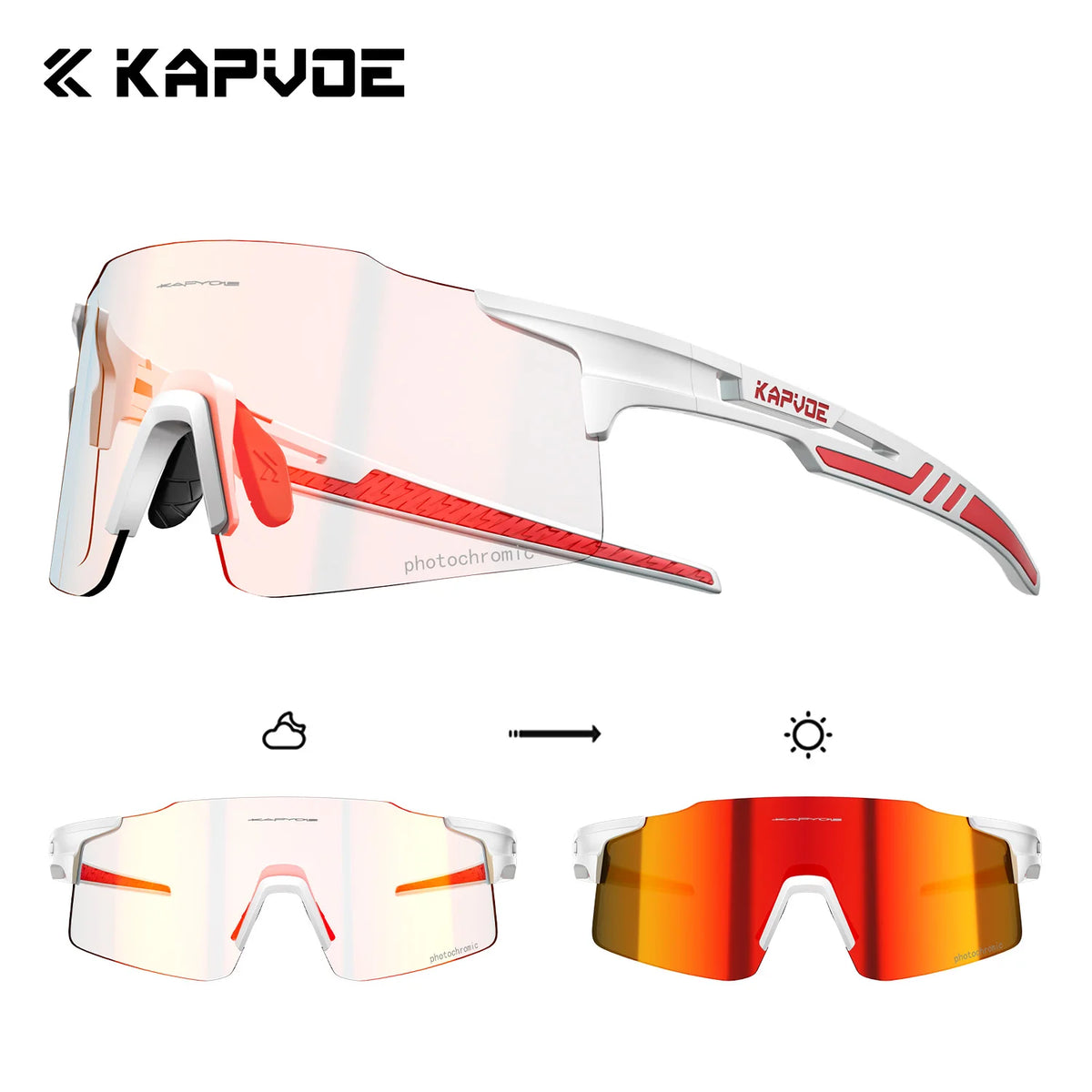 Kapvoe 2026 Photochromic Cycling Sunglasses Rimless Men Running Outdoor Sports Bike Glasses MTB Glasses Eyewear Bicycle Goggles