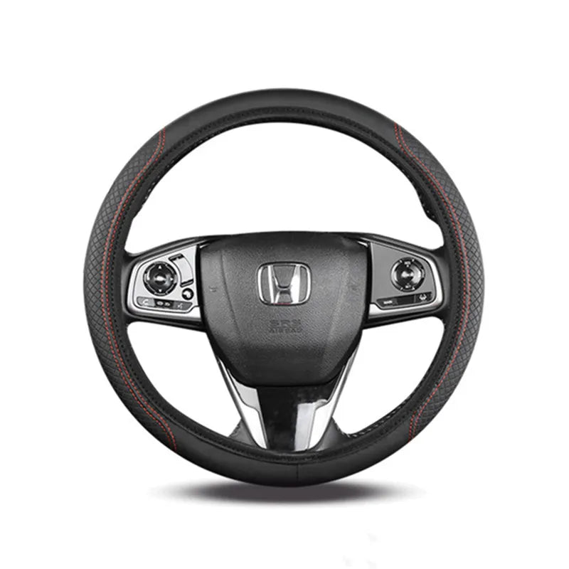 Steering Wheel Cover Breathable Leather Anti Slip PU Leather Steering Covers Universal 37-38cm Car Accessories