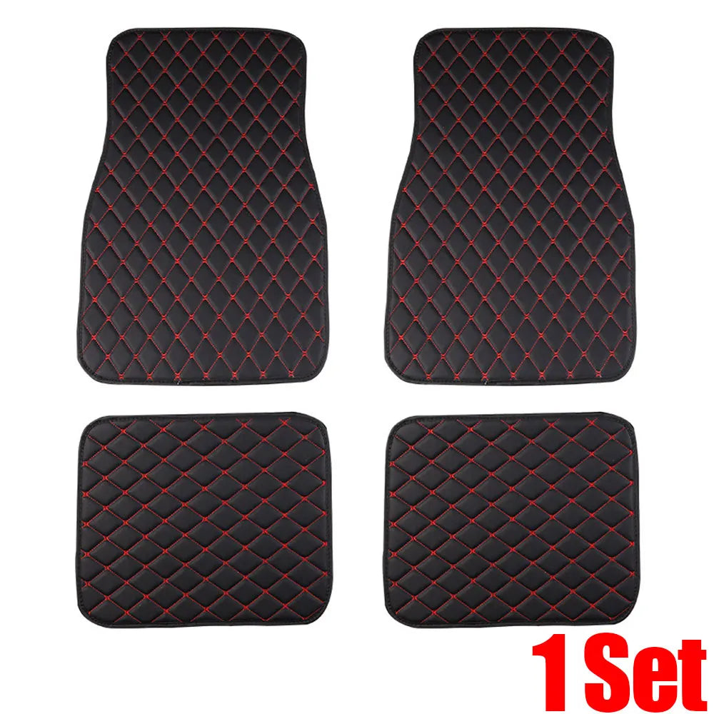 4pcs Automobile Rugs Leather Car Carpet Interior Accessories Car Floor Mats Universal Waterproof Front Rear Full Set