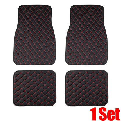 4pcs Automobile Rugs Leather Car Carpet Interior Accessories Car Floor Mats Universal Waterproof Front Rear Full Set