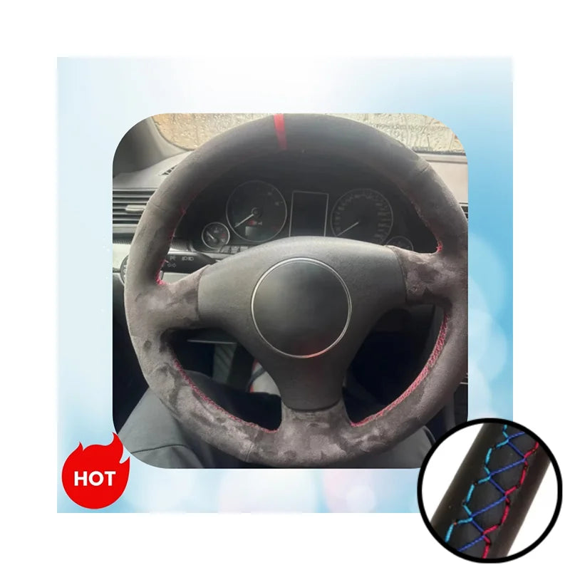 Car Steering Wheel Cover Suede Leather Steering Wrap Cover For Audi A2 8Z A3 8L Sportback A4 B6 Avant A6 C5 A8 D2 TT 8N S3