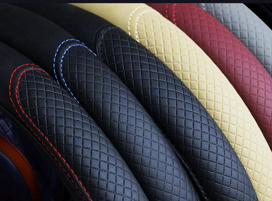 SEAMETAL 37-39CM Steering Wheel Cover Anti Slip Breathable Steering Cover Universal Microfiber Leather Steer Wheel Protector