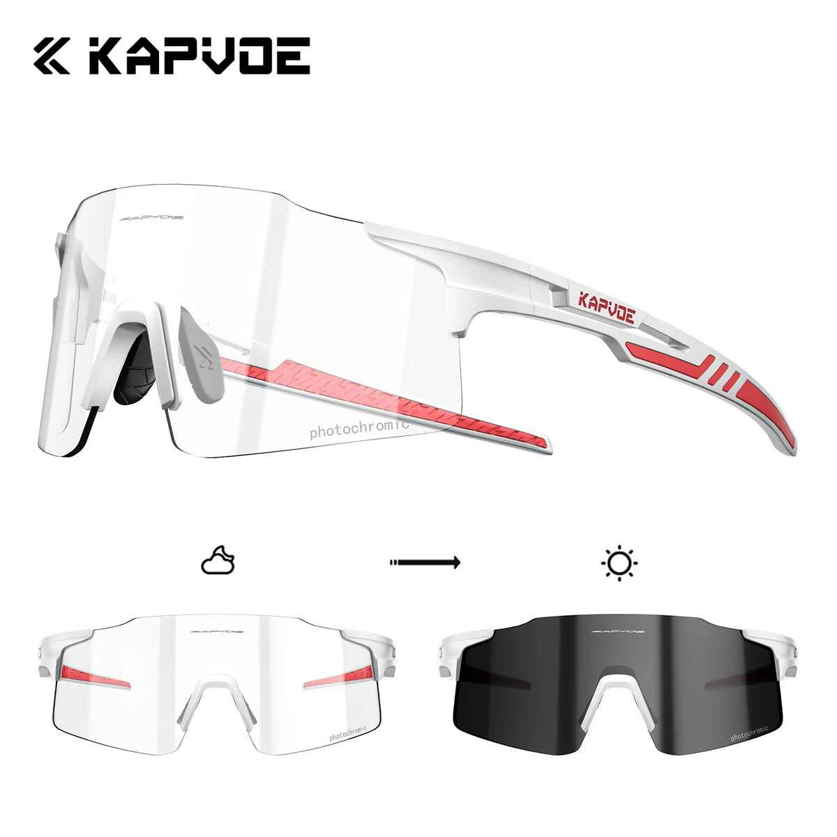 Kapvoe 2026 Photochromic Cycling Sunglasses Rimless Men Running Outdoor Sports Bike Glasses MTB Glasses Eyewear Bicycle Goggles