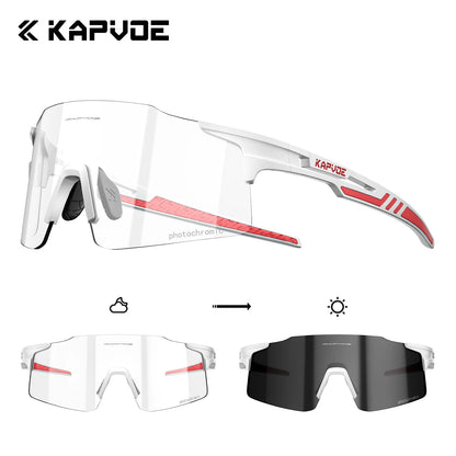 Kapvoe 2026 Photochromic Cycling Sunglasses Rimless Men Running Outdoor Sports Bike Glasses MTB Glasses Eyewear Bicycle Goggles