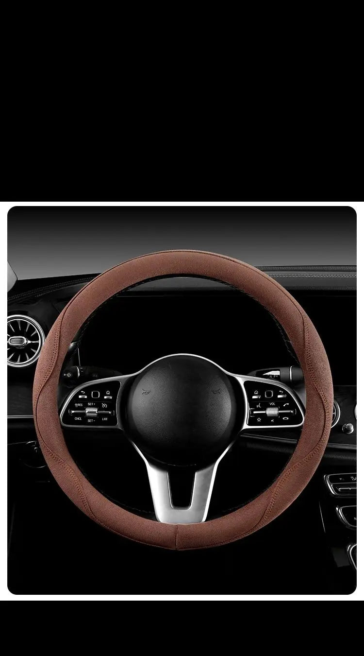 Steering Wheel Cover, Colorful Thread Suede, New Style, Sweat-Absorbent, Non-Slip, Wear-Resistant, Suitable for All Seasons