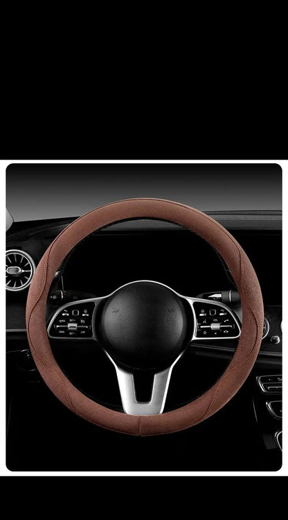 Steering Wheel Cover, Colorful Thread Suede, New Style, Sweat-Absorbent, Non-Slip, Wear-Resistant, Suitable for All Seasons