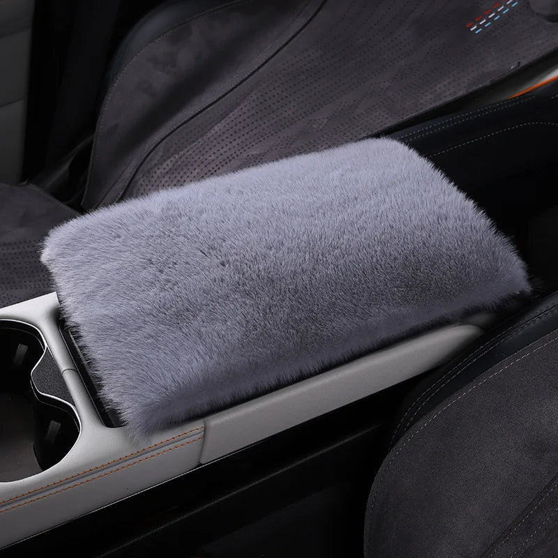 Cute Car Armrest Box Plush Covers Cushion Warm Center Console Arm Cover Pads Stowing Tidying Universal Automobile Interior Decor