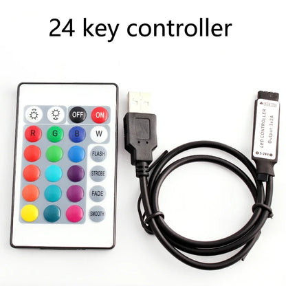 LED Strip RGB Controller Mini 3 24 44 Keys USB Connector IR Remote Control Dimmer for 5050 2835 RGB LED Strip Light TV Backlight