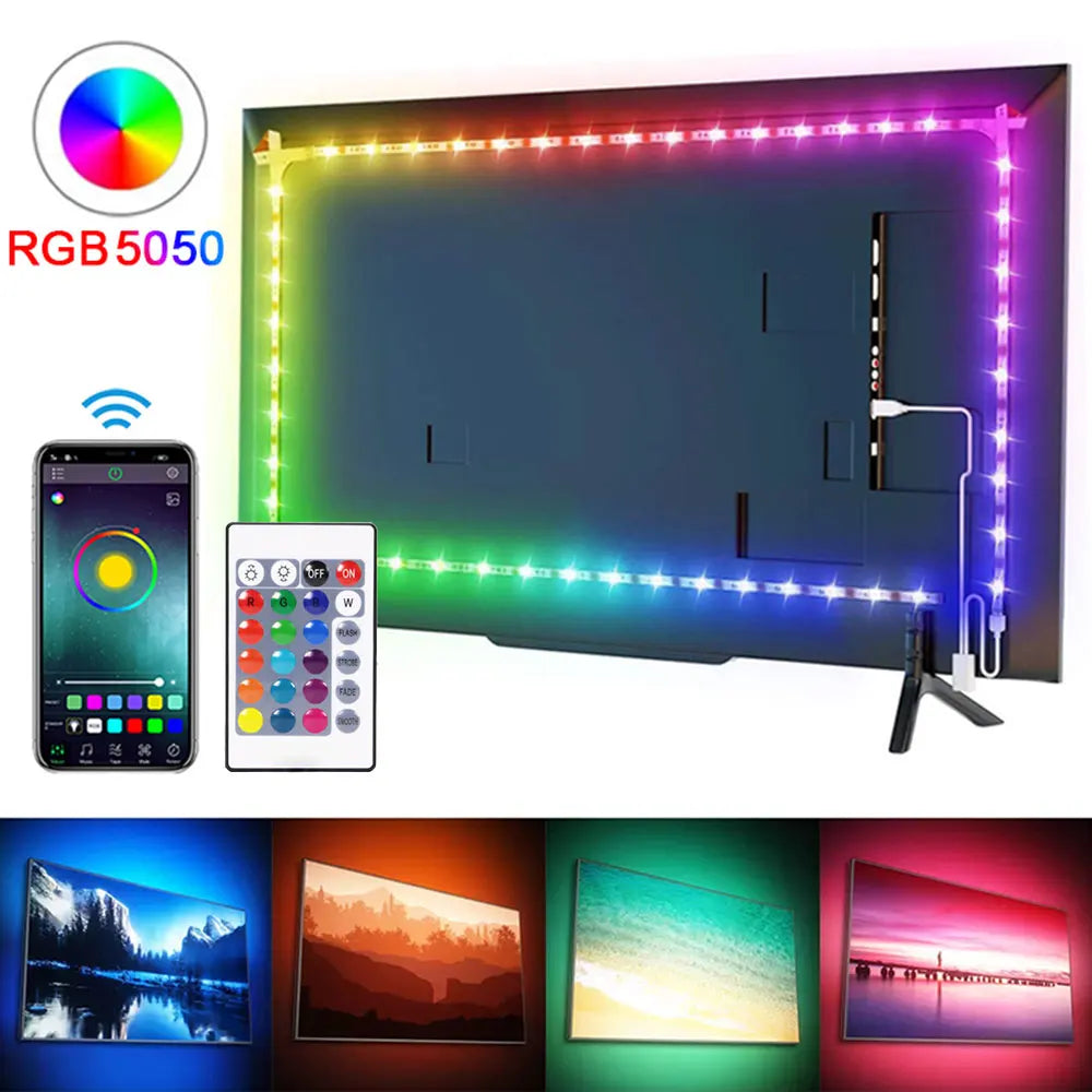 RGB 5050 Led Strip Lights Smart Home TV USB Wall Lamps Ramadan Decoration 2023 Bedroom Closets Aesthetic Room Decor Night Light
