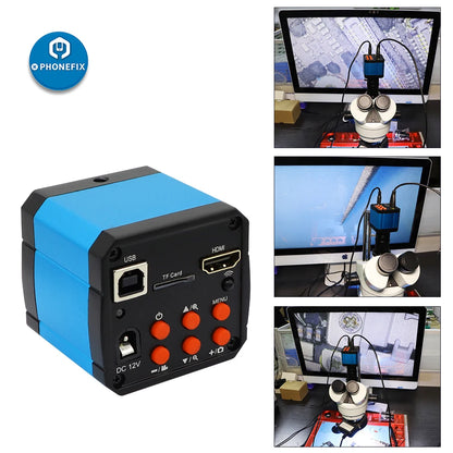 Microscopic Camera Digital Video HDMI Trinocular Microscope Camera 51MP 48MP 38MP VGA HDMI HD USB-C for Phone Electronic Repair
