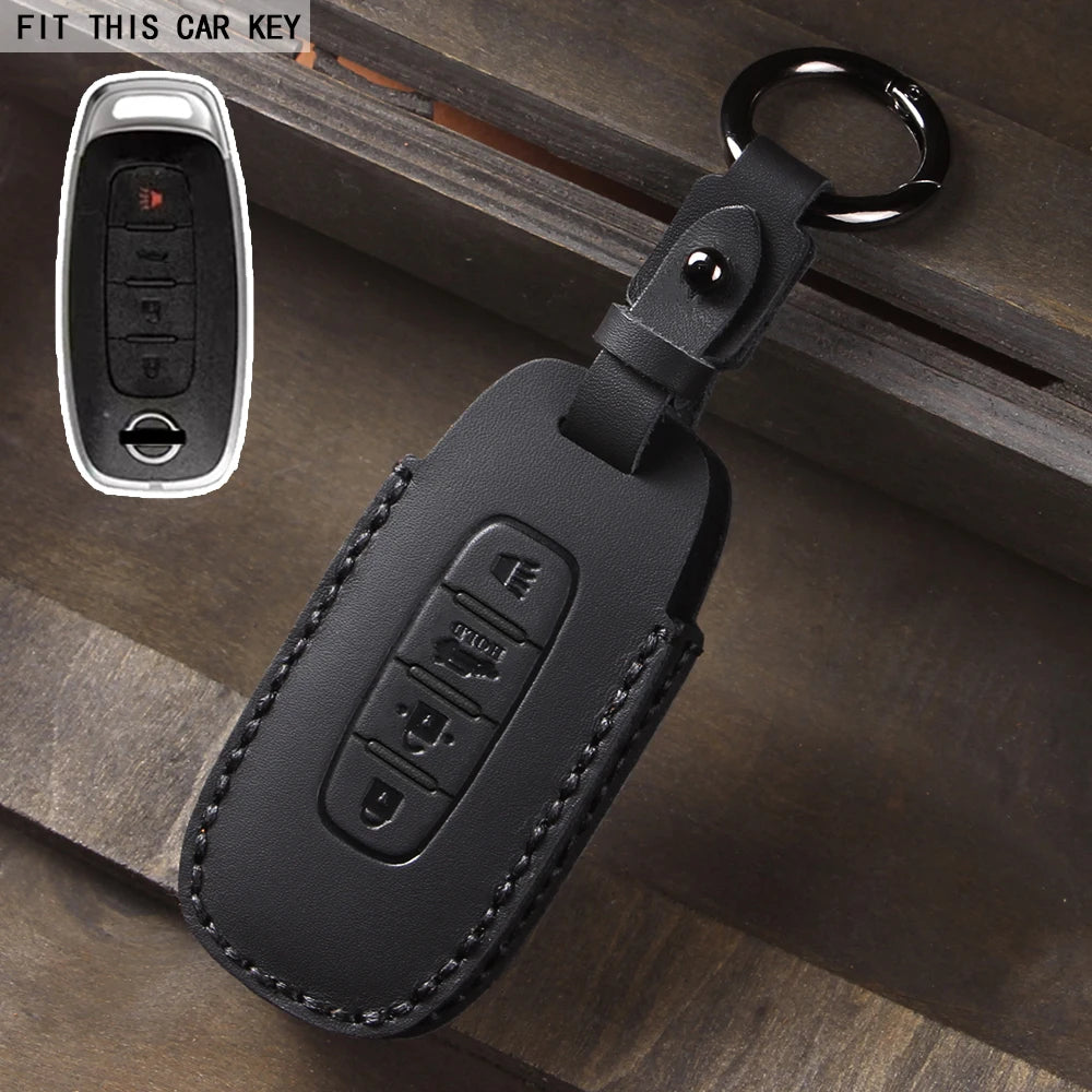 Leather Car Key Case Cover for Nissan Juke 2023 X-trail T33 Qasqhai J12 2022 Ariya Altima Teana2 3 4 5 Buttons
