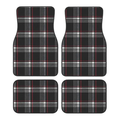 GTI Tartan Car Floor Mats Universal Non-Slip Carpets Rugs Front & Rear Car Foot Mats Set of 4 Pieces Auto Accessories Decoration