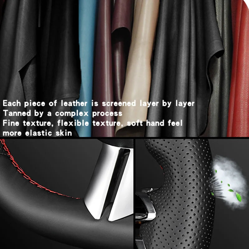 Custom Steering Wheel Cover Genuine Leather 100% Fit For Audi TT TTS (8J) 2006-2013 2014 A3 S3 (8P) Sportback 2008-2012 R8 (42)
