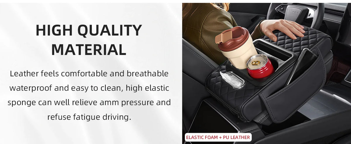 Center Console Organizer with Cup Holder Car Armrest Storage Box Armrest Heightening Cushion Pad for Car Interior Auto Accessory