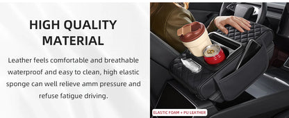 Center Console Organizer with Cup Holder Car Armrest Storage Box Armrest Heightening Cushion Pad for Car Interior Auto Accessory
