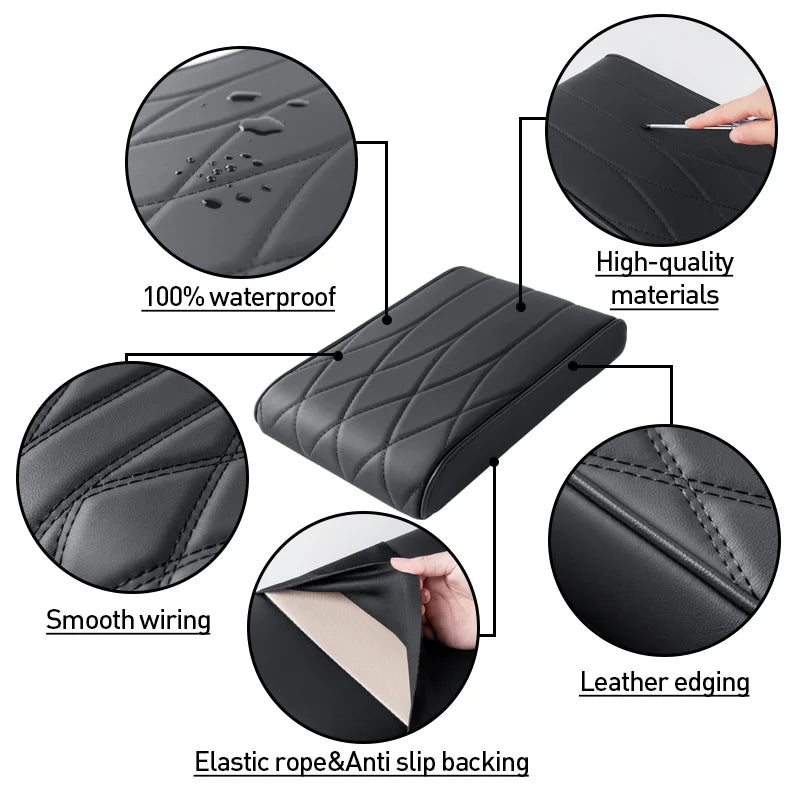 Car Strip Armrest Cushion Mat Auto Center Console Pad Memory Foam Armrest Box Hand Rest Pillow Universal Fit for Most Vehicles