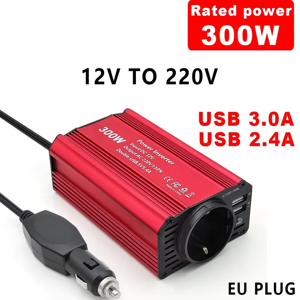 300W 150W Car Inverter Converter DC12V to AC 220V Voltage Transfer Converter Charging Adapter EU Socket Fast Charging PD65W USB