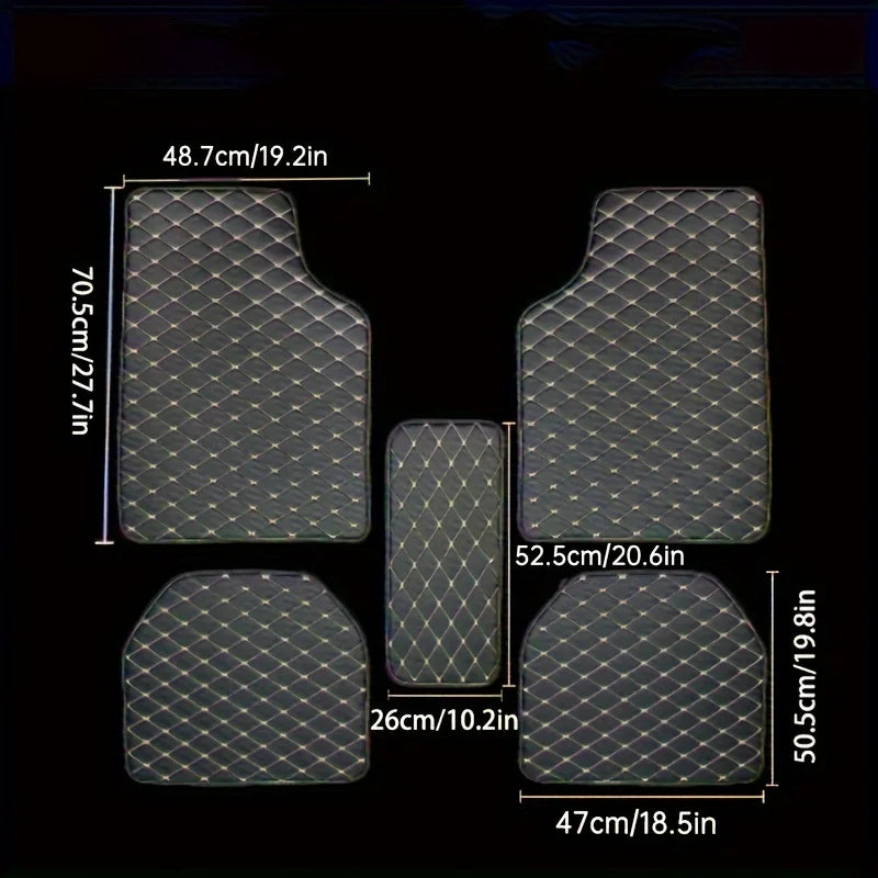 5PCS Car Floor Mats Universal Car Floor Mat Protector Waterproof Anti-fouling Leather Floor Mats Car Interior Accessories