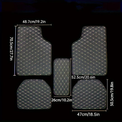 5PCS Car Floor Mats Universal Car Floor Mat Protector Waterproof Anti-fouling Leather Floor Mats Car Interior Accessories