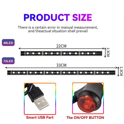 Car Interior Ambient Light Kit RGB LED Foot Strip Light Music Sync with App Remote Music Control Cig/USB Auto Decorative Lamps