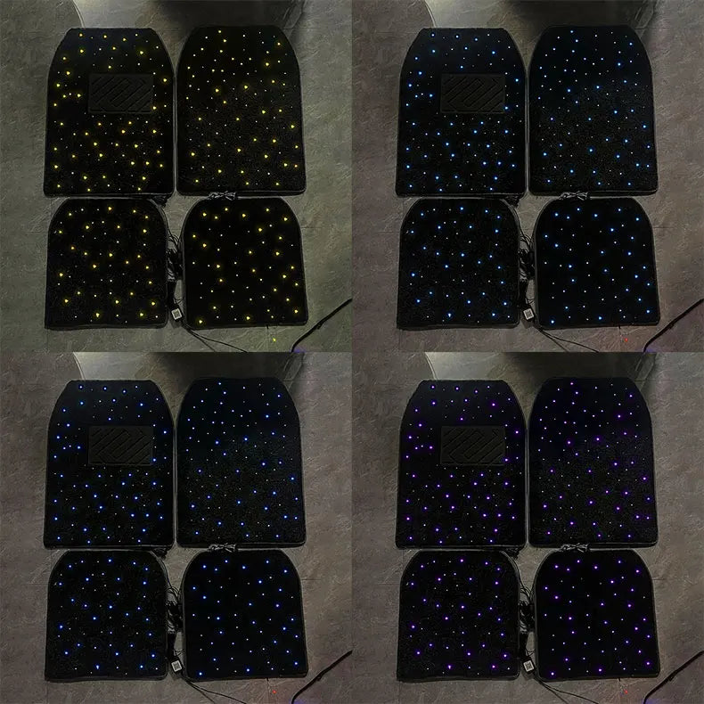 2025 latest illuminated car floor MATS, General Starry Sky car floor MATS, Fiber Starlight car carpet 4-piece set interior modif