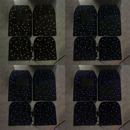 2025 latest illuminated car floor MATS, General Starry Sky car floor MATS, Fiber Starlight car carpet 4-piece set interior modif