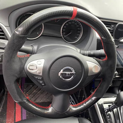 Custom Steering Wheel Cover Suede Carbon Fiber 100% Fit For Infiniti FX FX35 FX37 FX50 QX70 Nissan Juke Maxima 370Z Sentra SV
